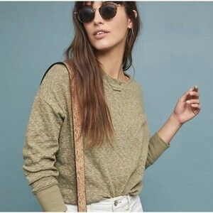 Anthropologie Sage Green Cropped Sweater Lightweight Summer Casual Sz Small